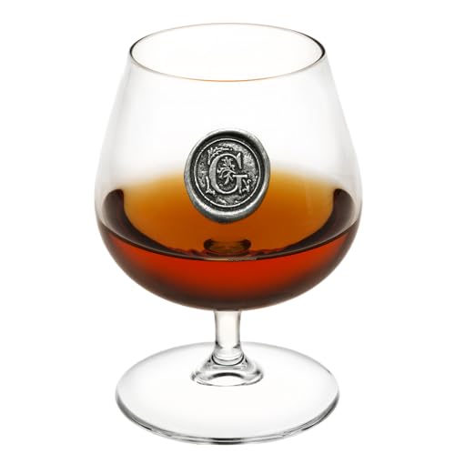 English Pewter Company Verres de cognac cognac cognac de 14,5 oz avec initiale de monogramme - Cadeau personnalisé avec votre choix de initiale (G) [MON207]