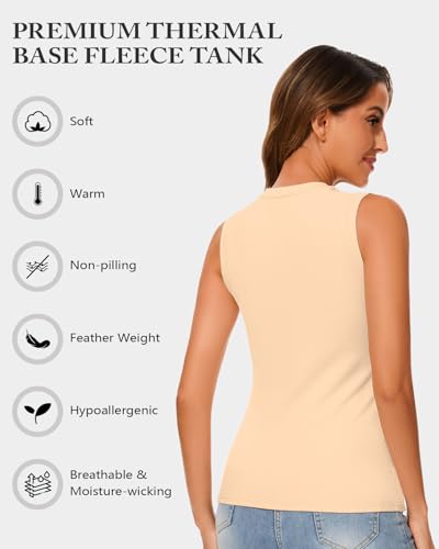 Image of Thermal Underwear Tank Top Fleece Shirt Cami Sleeveless Thermal Top Warm Undershirt Base Layer Women Cold Weather