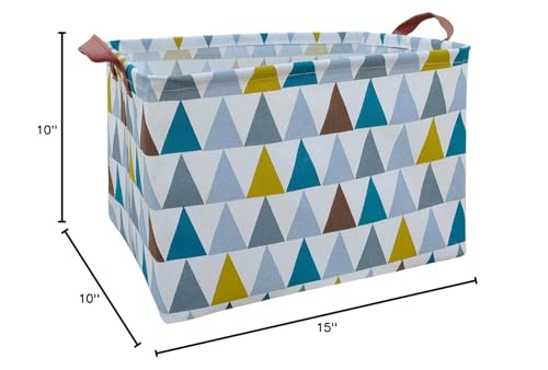 Image of Kid Cute Rectangle Toy Box for Girl, Baby Collapsible Toy Storage Bin Nursery Child Playroom Bedroom Decor Clothes Storage Bin Gift Basket(Color Triangle)
