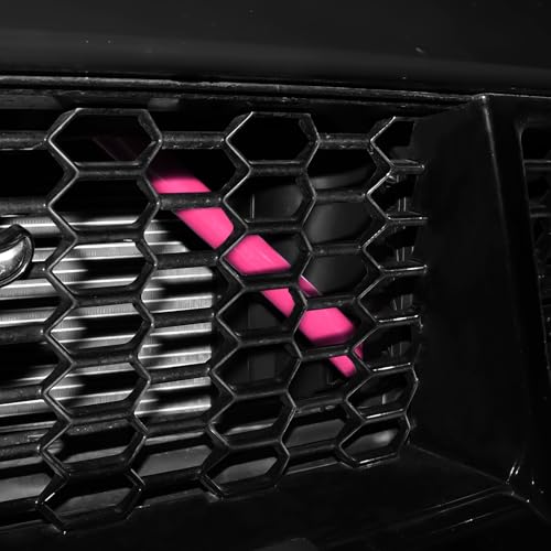 Image of KUNGKIC For 2024 2025 Mustang Grill Inserts Trims ABS V Brace Stripes Wrap Covers Exterior Car Accessories (Pink)
