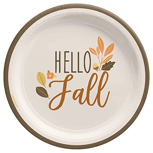 Assiettes d'automne dorées 17,8 cm amscan multicolores pour repas et fêtes à thème
