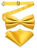 RBOCOTT Yellow Bow Tie and Pocket Square Set for Men(17)