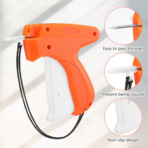 Image of Honoson 3 Pcs Tagging Gun Applicator with 15 Steel Needles,Orange | Clothing Tag Attacher for Boutique Consignment Retail, Label System for Price Tags Sales, Ergonomic Grip Wrist Strap