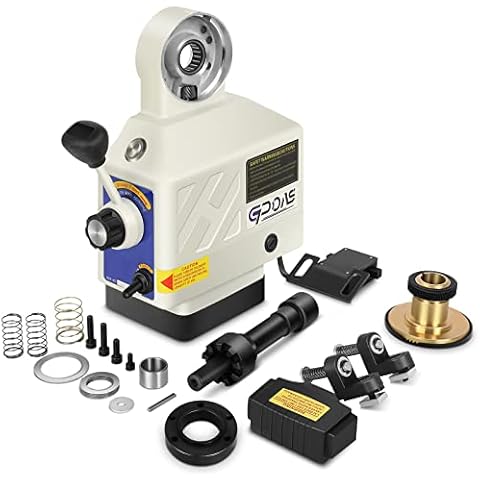 GPOAS AL-460 Power Feed Z-Axis for Milling Machine 460 in-lb Torque, 0-200RPM Table Milling Machine Power Feed 110V,for Bridgeport and Other Knee Type Mills with a 5/8" Diameter Shaft on the End Cover