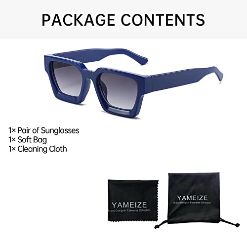 YAMEIZE Thick Frame Square Sunglasses - Trendy Chunky Rectangle Sun Glasses for Women Men UV400 Protection3