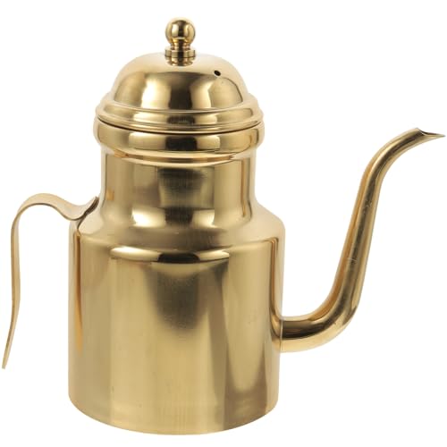 Sewroro Dispensador de Aceite de Acero Inoxidable 450 Ml Contenedor Doméstico para Vinagre y Salsa Accesorio Práctico de Cocina Mango Curvo Antiquemaduras Adecuado para Uso en Cocina
