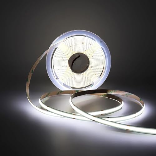 Image of 384Led /m 16.4ft COB Flexible LED Strip Light DC12V /24V Bendable Tape (12V, Cold White)