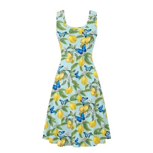 Image of Women Stylish Tank Dresses Sleeveless Round Neck Midi Casual Dress with Pocket for Summer