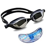 Hulier Schwimmbrille Anti Beschlag Wasserdicht UV-Schutz,Klare Sicht Weiche Silikondichtung, Professionelle Schwimmbrille mit Verstellbarer Schnalle für Männer Frauen Erwachsene Junioren, Schwarz