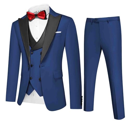 Men's Slim Fit 3-Piece Suit Set - Formal Wedding Tuxedo Suit with...