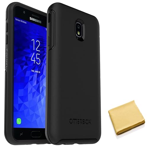 OtterBox Symmetry Series Case for Samsung Galaxy J7 (2018)/J7 2nd gen/J7 V 2nd gen/J7 Refine with Cleaning Cloth -Non Retail Packaging - Black -  77-60640-CC