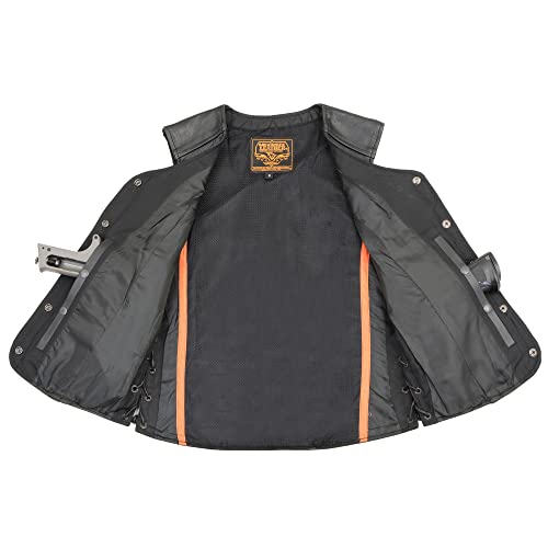 Milwaukee Leather Ladies Snap Front Side Lace Leather Biker Vest LKL47002