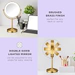 Conair Lighted Makeup Mirror, Double-Sided LED Vanity Mirror with 1X/10X Magnification, 3 Light Settings, 3 Modes, 360° Rotation, Brushed Brass Finish - Image 5
