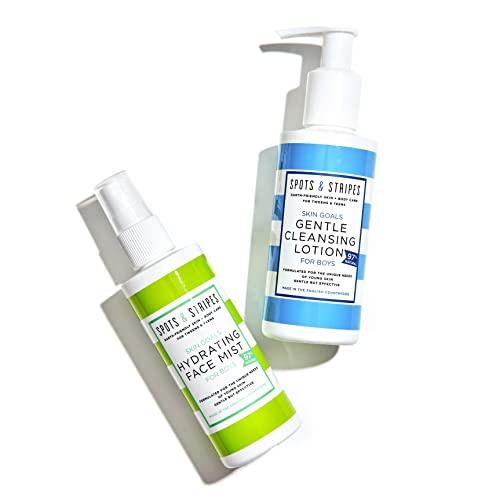 Spots & Stripes, Teen Skincare Duo for Boys Effective and Natural Essentials for Teen and Young Skin with Virgin Coconut