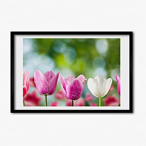 Tableau moderne Tulipes Tulup pour illuminer votre salon avec un cadre en bois 60x40