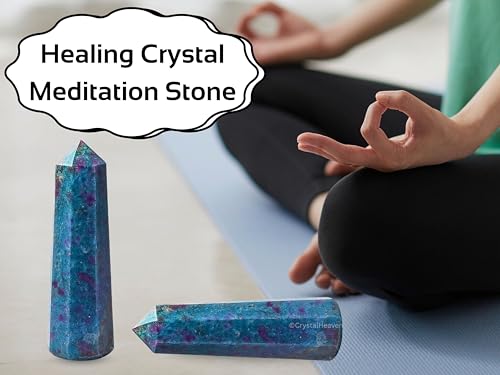 Image of Crystal Heaven Ruby Kyanite Crystal Tower Obelisk Point For Chakra, Healing And Balancing - Aaa Grade Original Certified Gemstone Agate For Reiki Meditation Yoga Spiritual (3-4 Inches)