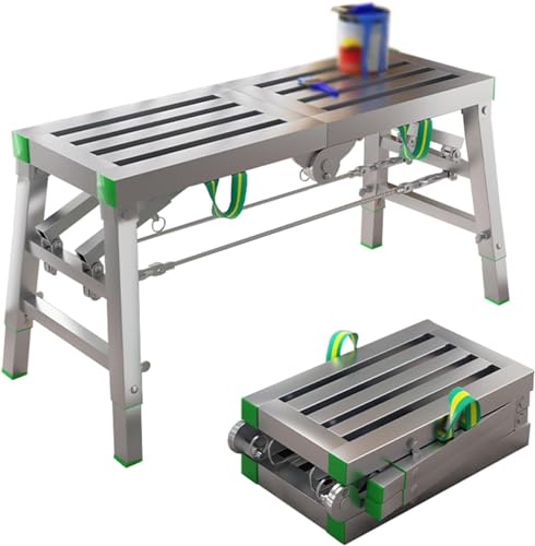 OZBMA Andamio portátil Plegable, Plataforma de Trabajo, Escalera Tipo Torre, Taburete, Banco para Techo, Altura Ajustable en 5 Posiciones (A 180×40cm)
