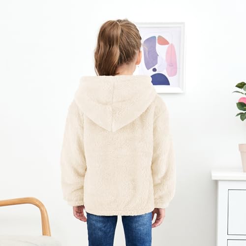 MODAFANS Girls Buffalo Plaid Fleece Hoodies Pullover Teddy Bear Jacket Sweatshirt Casual Outwear Coat with Pockets 4-13Years3