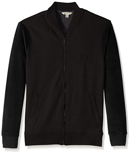 Calvin Klein Jeans Men's Velour Fleece Logo Bomber Jacket, Black, Large