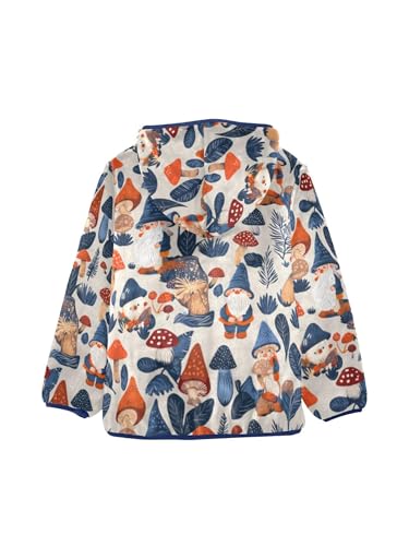 Gnomes and Mushrooms Leaves Girls Fleece Jacket Girls Fall Jacket Boys Coats Zip Up Hoodie Children Outerwear 2-10T2
