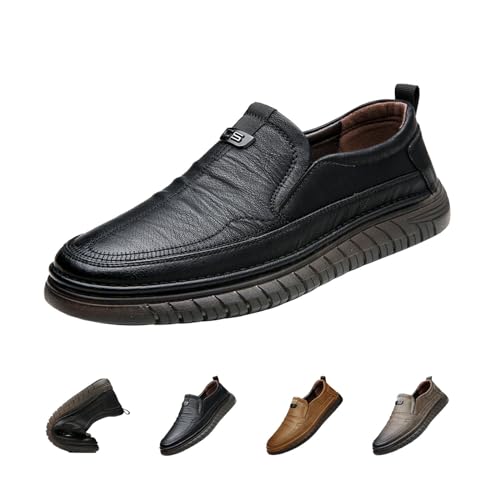 VIFOCUS Men's Loafers Slip-On Casual Leather Dress Shoes,Lightweight Comfort Non-Slip Ox Softsole for Business Driving Walking