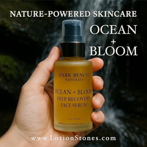 Generic LOTION STONES Ocean + Bloom Deep Recovery Face Serum, Marine Minerals, Botanical Oils, for Dry Mature Sensitive Skin, Anti-Aging Repair, 2 oz