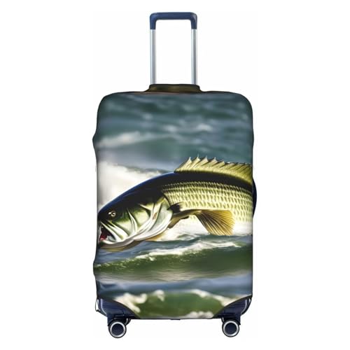 Bass Fishing Wave Print Suitcase Covers For Luggage Suitcase Cover Travel Luggage Cover Fits 18-32 Inch Suitcases