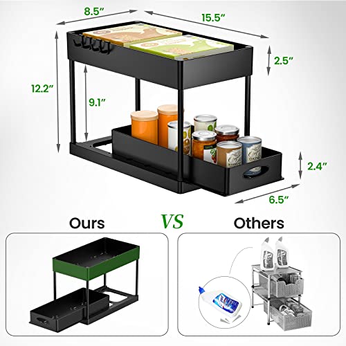Puiluo Under Sliding Cabinet Basket Organizer, 2 Tier Storage Under Cabinet Bathroom Under Sink Organizers And Storage Black Under Sink Storage For Bathroom Kitchen #TOP3
