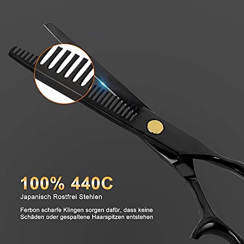 Haarschneideschere, Friseurscheren Haarschere Set Premium Schere Haare Schneiden Scharfe Licht Einseitiger Effilierer, Effilierschere - Profi Friseur Perfekter Friseurschere Haarschnitt Frisörschere - Image 4
