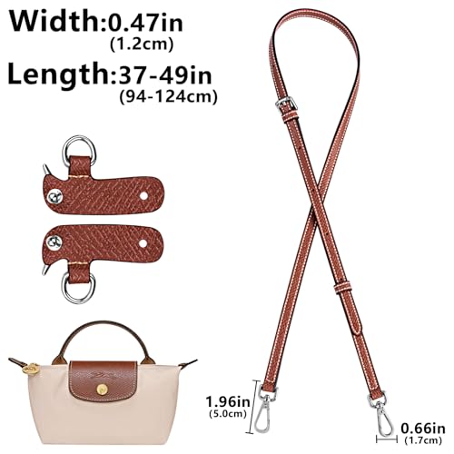HUXRY CARCH Bag Leather Shoulder Strap Adjustable Crossbody Replacement Fit for Le Pliage Mini Pouch(Brown Silver Buckles) by HUXRY CARCH - Image 2