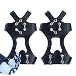 Tacos de nieve – 10 picos antideslizantes de tracc...: Aumenta la tracción: los tacos de hielo con un agarre de punta de 10 puntos garantizan la penetración de hielo y nieve, proporcionando seguridad antideslizante para una base estable durante caminatas de invierno o viajes helados, reduciendo el riesgo...