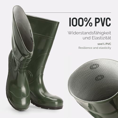 Ladeheid Gummistiefel Herren hoch Erwachsene wasserdichte Regenschuhe LA-914 (Grün, 44 EU)