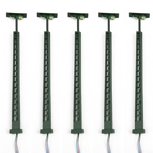 5Pcs Model Railway Lattice Mast Lights 5Pcs LED Lamp Posts For N Gauge 1:160 Scale Train Layout Bonsai Garden Decoration With Resistors For 3V DC/AC Supply