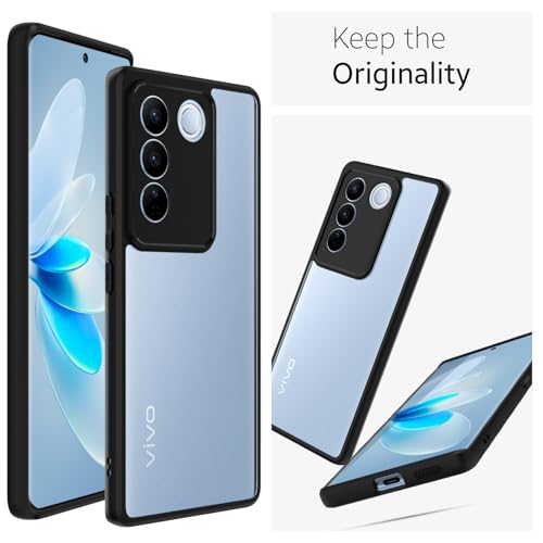 Image of KAPAVER Hybrid Series Back Cover Case Compatible with Vivo V27 / V27 Pro (PC+TPU) (Black)