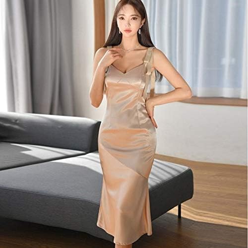 Amazon アイラカリラ フロディ サテン ノースリーブ ワンピース キャミソール タイト 膝丈 クラブ パーティ ドレス レディース イブニングドレス 通販