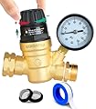 STMOUTUO RV Water Pressure Regulator for RV Camper. Brass Lead-Free Adjustable Camper Water Pressure Regulator with 0-160 PSI Gauge ?Reducer Valve W Filter?Package includes 1 raw tape for water pipes.