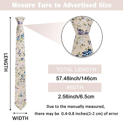 Image of Mantieqingway Men Skinny Tie Cotton Floral Necktie for Wedding Groomsmen Tie