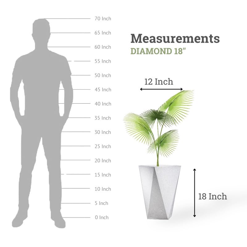 Image of Amazon Brand - Umi Diamond 18 Inch Pots for Planter & Flowers Big Size Gamla - Lightweight, Durable Outdoor & Indoor Planters, Perfect for Balcony & Terrace Gardens (White)