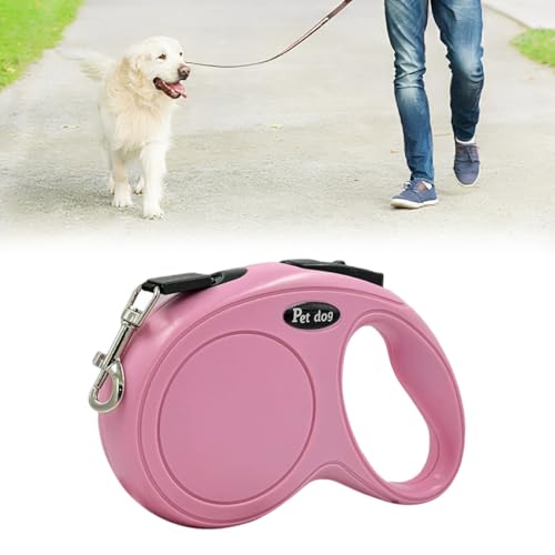 GNALIA Guinzagli Retrattili Per Cani 1 Pezzo Estensibile 5M Rosa - Per Cani Piccoli E Medi Con Collare Regolabile E Sicuro