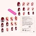 CEWEWP 24Pcs Purple Marble Gold Foil Press on Nails Medium Pink Gradient Fake Nails Acrylic Nails Glossy Coffin Nails Reusable Artificial False Nails with Glue on Nails Full Cover Stick on Nails