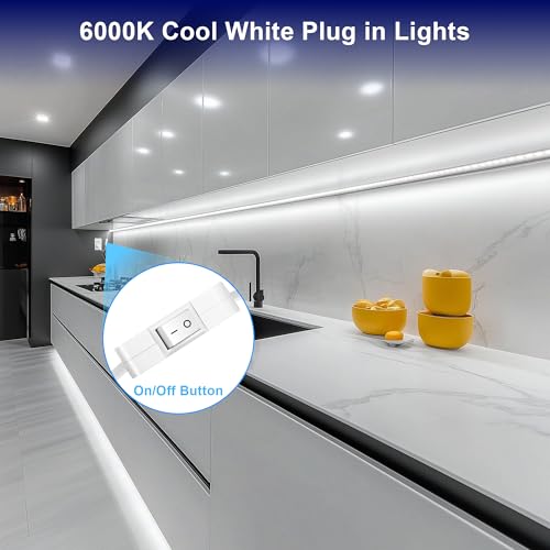 maylit Under Cabinet Strip Lighting Plug in 24in, Ultra Bright Small LED Light Bar, 6000K Cool White, 110V - Additional View