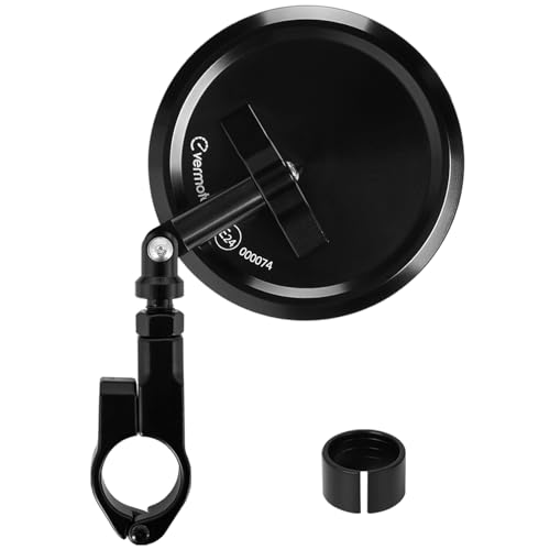 evermotor Motorrad Spiegel, E24, Ø95 mm, CNC Aluminium, 360° verstellbar, Lenker Spiegel mit Klemme, für 22 mm & 25,4 mm Lenker ohne Demontage, 1 Stück