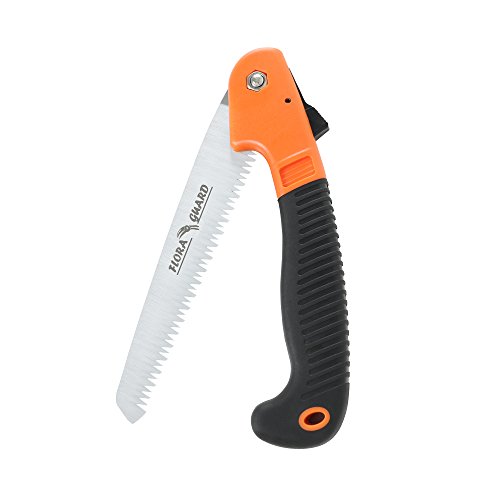 FLORA GUARD Folding Hand Saw, Camping/Pruning Saw with Rugged 7″ Professional Folding Saw (Orange)