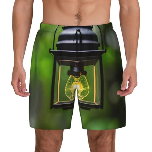 Firefly and Lantern Men's Soft Double Swim Shorts, Lounge Swiming Shorts Pants Breathable Summer