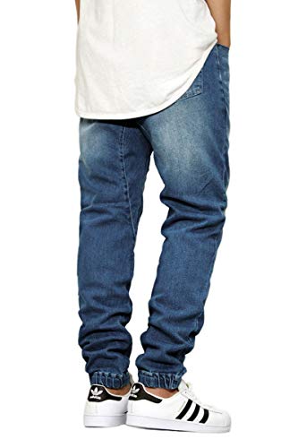 URBANJ Men's Slim Fit Drop Crotch Denim Jogger Pants S-5XL2