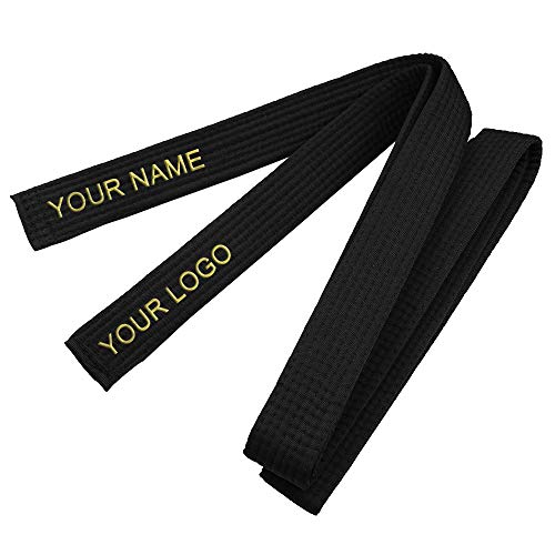 TopTie Custom Embroidered Karate Belt, Martial Arts TaeKwonDo Judo Rank Belt-Black-Size 5