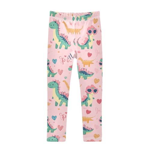 Wusikd Cute Dinosaurs Glasses Girls' Leggings Toddler Doodles Hearts Kids Yoga Pants Dance Active Tights 4T