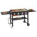 VEVOR Gas Griddle, 4-Burner Flat Top Grill, 36 inch Grill Plate Foldable Propane Griddle with Wheels, 60000 BTU Outdoor Flat Top Grills for Pan-Frying, Grilling, Stir-Frying, & BBQ, Pulse Ignition