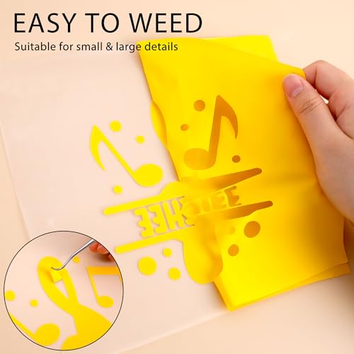 Image of HTVVETUR Yellow HTV Iron on Vinyl 12Inch by 35ft Heat Transfer Vinyl for T-Shirt HTV Rolls for All Cutter Machine - Easy to Cut & Weed (35ft, Yellow)