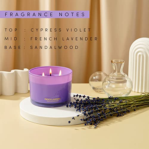 96North Luxury Lavender Soy Candle | Large 3 Wick Jar Candle | Up To 50 Hours Burning Time | 100% Natural Soy Wax | Relaxing Aromatherapy Aesthetic Candle | Housewarming Gift For Women And Men #TOP3